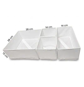 סט 6 ארגוניות בד WHITE<br>למגירה<br>