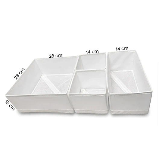 סט 6 ארגוניות בד WHITE<br>למגירה<br>